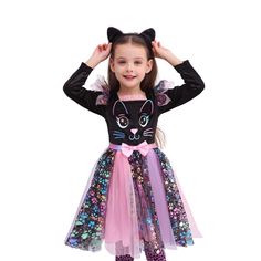 Cat Princess Costume, Witch And Cat Halloween Costume, Rainbow Cat Costume, Toddler Cat Costume, Cat Girl Costume, Cat Costume Kids, Cat Costume Diy, Halloween Themed Party, Cat Themed Parties