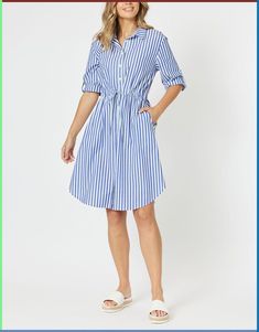 Blue And White Striped Dress, Classic Shirt Dress, Striped Dress Summer, Striped Shirt Dress, Summer Stripes, Shirt Dress Style, Stripe Dress, Weekend Style