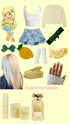 lemon meringue and other items are arranged in the shape of a collage