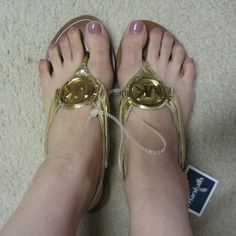 -New! Michael Kors Sandals -No Box -Never Worn -Size 7.5 Michael Kors Gold Sandals For Beach, Michael Kors Gold Sandals For Summer, Michael Kors Gold Sandals With Round Toe, Michael Kors Sandals, Michael Kors Shoes, Women's Shoes Sandals, Shoes Sandals, Michael Kors, Size 7