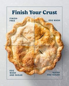 a pie with the words finish your crust on it