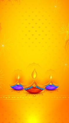 an orange background with three candles on it