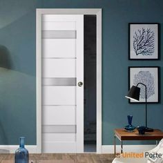 Panel Lite Pocket Door with Frosted Opaque Glass | Solid Wood Interior Sturdy Door | Buy Doors Online Pocket Door Frame, European Doors, Soft Opening, Sliding Closet, Laminated Mdf, White Door, Sliding Closet Doors, Style Français, Pocket Door