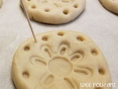 some cookies that have been made to look like they are being cut into smaller circles