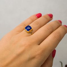 "Blue Lapis Lazuli Stackable Ring, available in 18K Gold Vermeil or 925 Sterling Silver. Please select size and metal option from drop down menu. This listing is for the following 1 (ONE) ring: ✦Gemstone: Lapis Lazuli ✦Stone Cut: Round, Square, or Teardrop ✦Stone Size: Approximately 9mm (0.35\") ✦Metal: 18K Gold Vermeil or 925 Sterling Silver *Because we use natural stones, the stones may vary slightly in shape, size and color. *Each item is packaged individually in a GIFT BOX Please view my ful Blue Enamel Ring With Gemstone In Fine Jewelry Style, Blue Enamel Ring With Gemstone Fine Jewelry, Blue Enamel Ring With Gemstone, Elegant Blue Enamel Ring With Gemstone, Tanzanite Sapphire Ring As Gift, Blue Stackable Enamel Ring, Blue Sapphire Stackable Gemstone Rings, Blue Sapphire Stackable Rings With Gemstones, Adjustable Blue Sapphire Ring Fine Jewelry