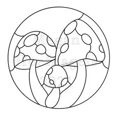 a black and white image of mushrooms in a circle