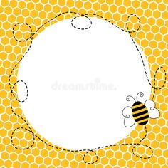 a bee on a honeycomb background with space for your message or image in the center