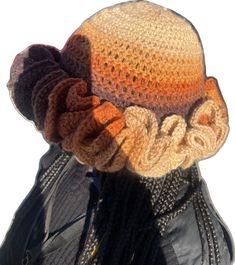 Hand Knitted Adjustable Hat For Fall, Adjustable Bonnet For Fall, Adjustable Brimmed Bonnet For Fall, Handmade Adjustable Cloche Hat, Adjustable Crochet Brown Hat, Adjustable Hand Knitted Crochet Hat For Fall, Handmade Adjustable Bonnet For Fall, Adjustable Brown Beanie Mini Hat, Vintage Adjustable Crochet Hat