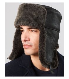 Beret Men, Cossack Hat, Gray Rabbit, Trooper Hat, Pilot Hat, Fur Trapper Hat, Winter Fur Hat, Russian Hat, Aviator Hat