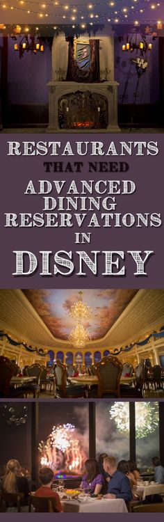 the dining area at disney's restaurant is decorated with lights and chandeliers