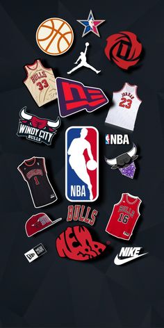 many different sports logos are arranged in the shape of a circle on a black background