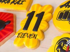 decorated cookies with the number eleven on them