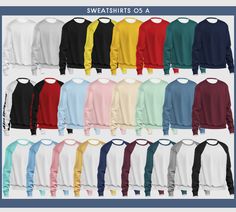 the sweaters are all different colors and sizes, but there is no image to describe