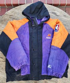 Vintage 1990s Phoenix Suns Starter Jacket  Flaws: Good used condition Normal wear. 9/10 Color Overall 9/10 Size: XL 30 x 29 Pit to Pit Starter Jacket, Sun Valley, Phoenix Suns, Phoenix, Gender Neutral, Art Collection, Overalls, Bathing Beauties, Jackets & Coats