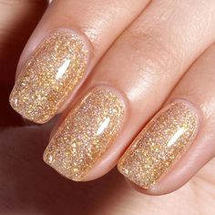 gold glitter gel nail polish Short Gold Glitter Nails, Gold Natural Nails, Gold Gel Nail Designs, Gold Nails Gel, Gold Sparkly Nails, Gold Homecoming Nails, Gold Sparkle Nails, Gold Gel Nails