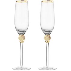 TALL CHAMPAGNE GLASS: Say cheers with an elegant flute for your bubbly, sparkling wine or cocktail STUNNING DECORATIVE ACCENTS: Beautifully embellished with diamond-like rhinestones on the stem CELEBRATE & TOAST: Make a statement at any occasion with the unique gold-rimmed champagne flutes QUALITY & STYLE: Ultra clear lead-free glass, 8oz capacity, 11in tall for toasting at special occasions PERFECT GIFT: Thoughtful gift for weddings, house warming parties, birthdays, holidays & more Make any occasion even more special with Aisle26's Luxurious Champagne Flutes! This set of 2 lead-free crystal glasses features unique stylish finishes: a sparkling rhinestone embellishment at the top of the stem, and a lustrous 14 karat gold trim around the rim of the glass. This stemware set will surely surp Crystal Champagne Glasses, Champagne Flute Set, Champagne Flute Glasses, Crystal Wine Glasses, Crystal Glasses, Crystal Champagne, Flute Glass, Champagne Wedding, Wine Glass Set