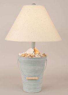 Bucket of Shells - Cottage Seamist-Coastal Living Lamps - View All-Nautical Decor and Gifts Beach Cottage Style Decor, Deco Marine, Tafel Decor, Beach Room, Beachy Decor, Coastal Bedrooms, Beach Bedroom, Coastal Kitchen, Beach Cottage Style