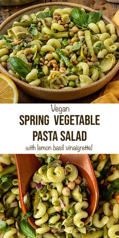 pasta salad with lemon basil vinaie and spinach