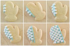 several images of mittens made out of cookies