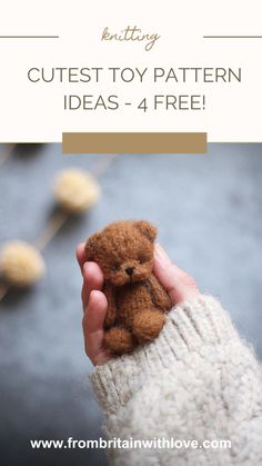 tiny teddy bear soft toy knitting pattern Small Teddy Bear Knitting Pattern Free, Mini Knitted Animals, Knitting Patterns Stuffed Animals, Easy Knit Stuffed Animals, Mini Knitting Patterns, Easy Knit Animals, Small Knitting Patterns Free, Free Fall Knitting Patterns, Tiny Amigurumi Pattern