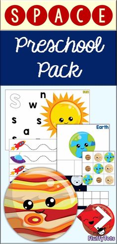 space preschool printable pack with pictures and words to help students learn how to read the solar system