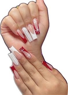 Nails 2023 Christmas Red And White, Nail Inspo 2023 Christmas, Red Christmas Nails Baddie, Christmas Nail Sets Simple, Nail Ideas For Christmas 2023, Christmas Nails Inspo 2023, Baddie Christmas Nails Medium, Red And White Winter Nails