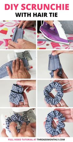 how to make a diy scrunchie with hair tie - step by step instructions