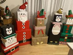 a group of boxes that have christmas decorations on them