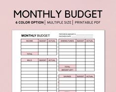 a printable budget sheet with the words, month to view