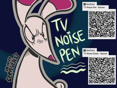 a cartoon mouse with a pink hat on it's head and the words tv noise pen