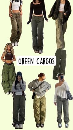 Trendy Cargo Pants Outfit, Cargo Pants Outfit Aesthetic, Cargo Pants Outfit Ideas, Cargo Pants Women Outfit, Trendy Cargo Pants, Green Cargo Pants Outfit, Green Cargos, Baggy Pants Outfit