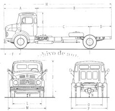 the blueprint drawing shows different types of trucks and their features, including two cabs