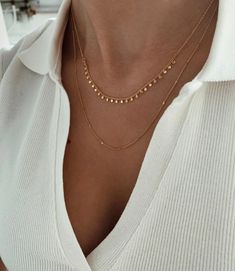 Necklace Fine Double Row Chains / Women's Necklace - Etsy France Minimalist Double Strand Layered Necklace, Minimalist Double Strand Clavicle Chain Layered Necklace, Modern Delicate Chain Layered Necklace, Minimalist Double Strand Layered Chain Necklace, Minimalist Double Strand Necklace With Double Chain, Minimalist Women, Small Pouch, Necklace Minimalist, Small Pouches