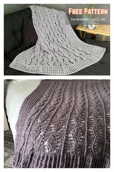 two pictures showing the same blanket on top of each other, and one with an openwork design