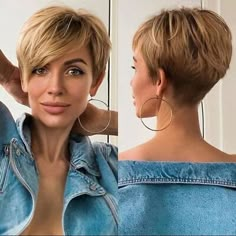 Ear Length Haircuts For Women, Layered Haircuts For Women, Hairstyles Aesthetic, Short Layered Haircuts, Short Pixie Cut, Haircut For Thick Hair, Short Blonde, Short Hair Haircuts