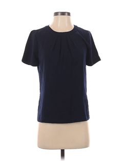 J.Crew Factory Store Short Sleeve Top Size: 2X-Small Blue Tops - used. 100% POLYESTER, Pleats, Crew Neck, Solid | J.Crew Factory Store Short Sleeve Top Blue Solid Crew Neck Tops - Used - Size 2X-Small Navy Stretch Top For Workwear, Navy Stretch Top For Work, Navy Stretch Tops For Work, Blue Solid, Crew Neck Top, J Crew Factory, Short Sleeve Top, Short Sleeves Tops, J Crew