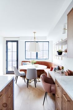 the kitchen is clean and ready to be used as a dining room or breakfast nook