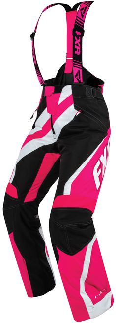 a pink and black pants with white letters on it