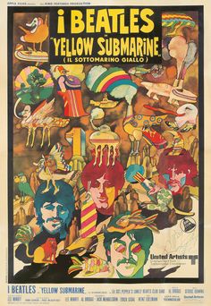 Yellow Submarine Movie, Paul Mccartney John Lennon, Italian Poster, Italian Posters, Beatles Art, Beatles Yellow, Picture Collage Wall