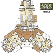 the floor plan for a four bedroom apartment with two bathrooms and three separate living areas