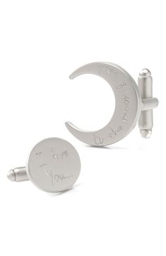 Embossed with love, these moon-phase cufflinks are the perfect nod to your special someone. 3/4" x 1/2" Metal Imported Small Gifts For Boyfriend, Gifts For Boyfriend, Special Someone, To The Moon And Back, Silver Cufflinks, Your Special, Cuff Links, To The Moon, Moon Phases