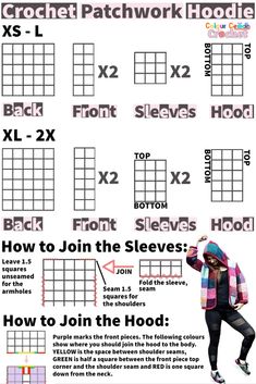 a poster with instructions for how to join the hoods in different styles and colors