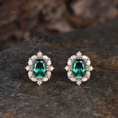 Product Detail Material: 925 Sterling Silver, 10k/14k/18k Solid Rose/White/Yellow Gold, Platinum Quantity: 2pcs (a pair) earrings Center Stone: 6x8mm Oval Cut Lab Emerald Side Stones: Marquise Cut and Round Cut Moissanites Custom Service 1, Gemstones can be replaced with others. 2, All metal can be customized. 3, The earrings can be customized according to the design you want. Please contact us if you need any personalized custom earrings. We will try our best to meet your needs. Only you can't Oval Emerald Earrings For Anniversary, Wedding Earrings With Halo Setting For May Birthstone, Green Oval Earrings For Anniversary, Oval Emerald Gemstone Earrings, Classic Oval Cluster Earrings For Gifts, Oval Cluster Earrings Fine Jewelry Gift, Oval Gemstone Cluster Earrings For Anniversary, Oval Halo Setting Earrings For Anniversary, Oval Halo Design Cluster Earrings As Gift