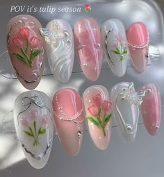 Tulip Nails, Romantic Nails, Easy Nails, Tulip Festival, Mermaid Nails, Pretty Gel Nails, Really Cute Nails, Nail Forms, Nagel Inspo