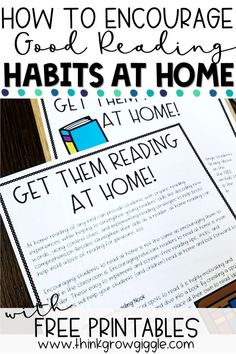 the printable guide for how to engage reading habitts at home and get them reading at home