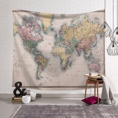 World Map Tapestry Blonde Brownie, World Map Decor, Marine Wife, College Ideas, Colorful Tapestry