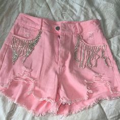 Super Cute Fringe Pink Shorts Bought Off Willow Boutique Unfortunately Do Not Fit Me Are In Great Condition Only Tried On Trendy Cotton Shorts For Party, High Waist Cotton Shorts For Party, High Waist Cotton Party Shorts, Summer Party Cotton Pants, Casual Cotton Shorts For Party, Casual Cotton Party Shorts, High Waist Cotton Bottoms For Party, Pink Cowgirl Outfit, Country Fits