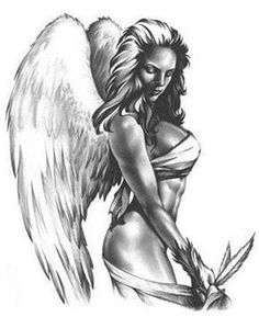 Angel Tattoo Designs - The Body is a Canvas Tatts Ideas, Dragon Serpent, Angel Sketch, Demon Tattoo, Tattoo Artwork, Weird Tattoos