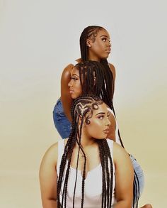 Friend Photoshoot Black Women 90s, Black Hairstylist Photoshoot, Hair Braider Photoshoot, Hair Photoshoot Poses Black Women, Hair Shoot Ideas Photoshoot Braids, Braiders Photoshoot Ideas, Brand Photoshoot Ideas Black Women Hair, Braided Hair Photoshoot, Ponytail Photoshoot Ideas