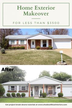 the before and after pictures of a home exterior makeover for less than $ 350